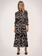 Kate & Pippa Simona Midi Dress In Black / Beige-Kate & Pippa Autumn/Winter Ladies Clothing