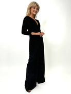 Kate & Pippa Sophia Velvet Jumpsuit In Black / Silver-Kate & Pippa