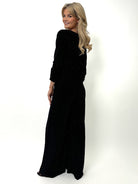 Kate & Pippa Sophia Velvet Jumpsuit In Black / Silver-Kate & Pippa