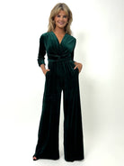 Kate & Pippa Sophia Velvet Jumpsuit In Green-Kate & Pippa