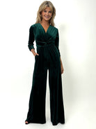 Kate & Pippa Sophia Velvet Jumpsuit In Green-Kate & Pippa