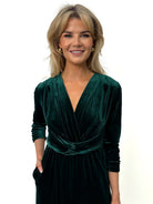 Kate & Pippa Sophia Velvet Jumpsuit In Green-Kate & Pippa