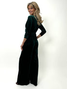 Kate & Pippa Sophia Velvet Jumpsuit In Green-Kate & Pippa