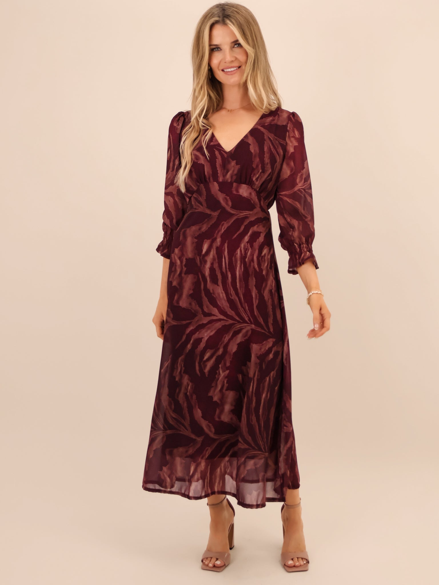 Kate & Pippa Streasa Midi Dress In Plum-Kate & Pippa