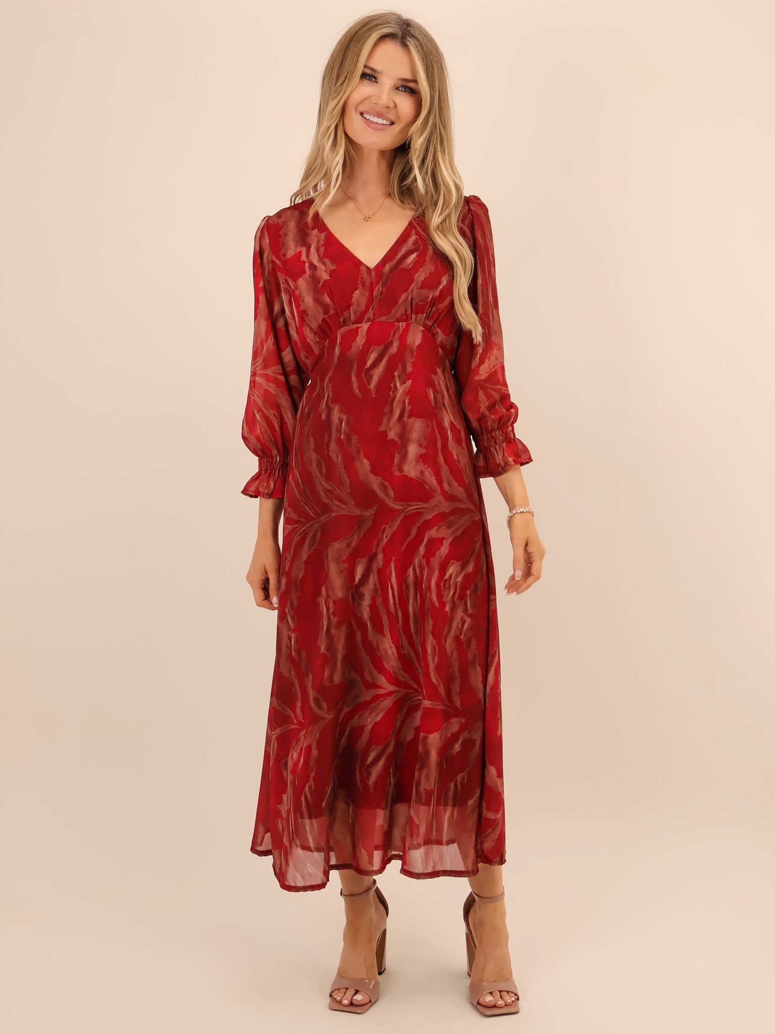 Kate & Pippa Streasa Midi Dress In Red-Kate & Pippa