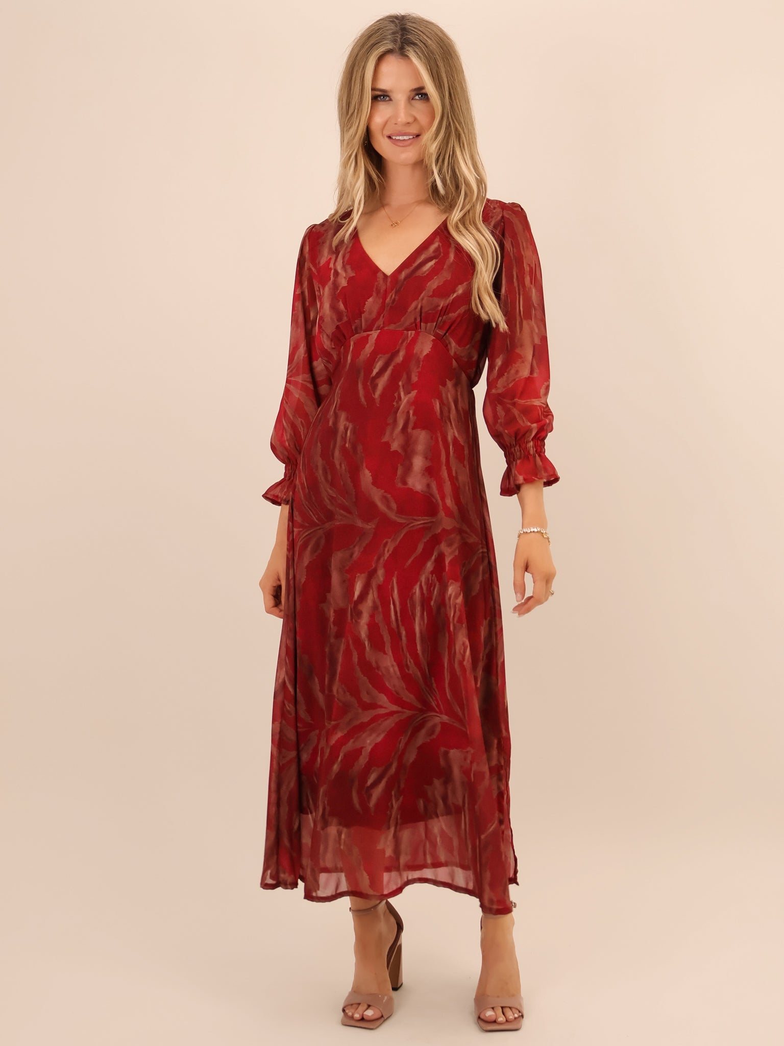 Kate & Pippa Streasa Midi Dress In Red-Kate & Pippa