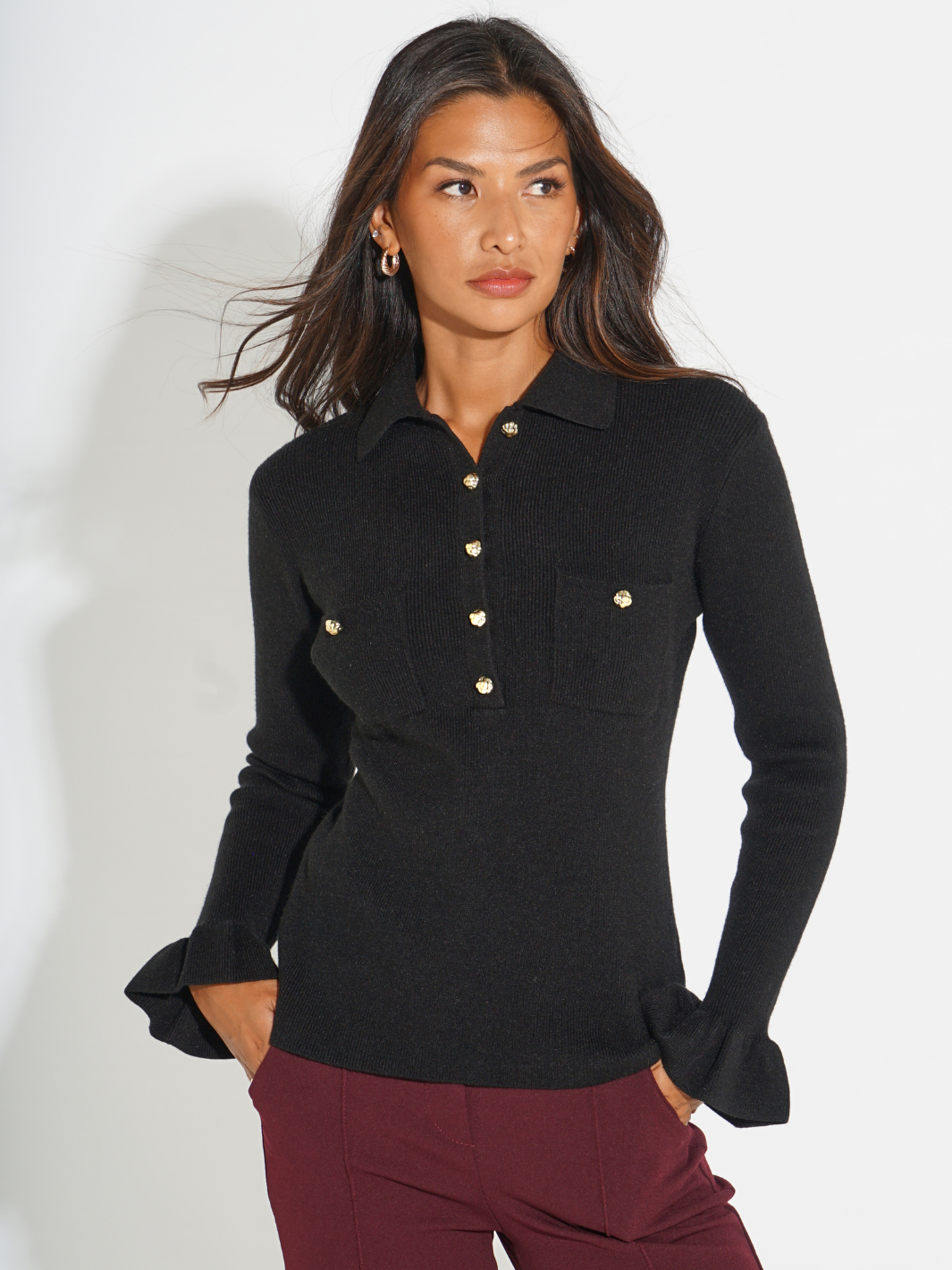 Kate & Pippa Sutton Knit Top In Black-Kate & Pippa