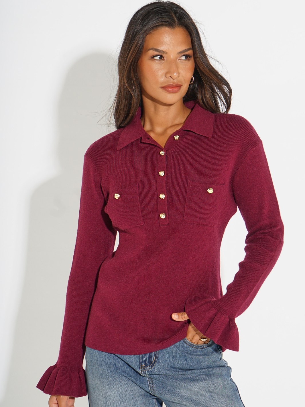 Kate & Pippa Sutton Knit Top In Plum-Kate & Pippa
