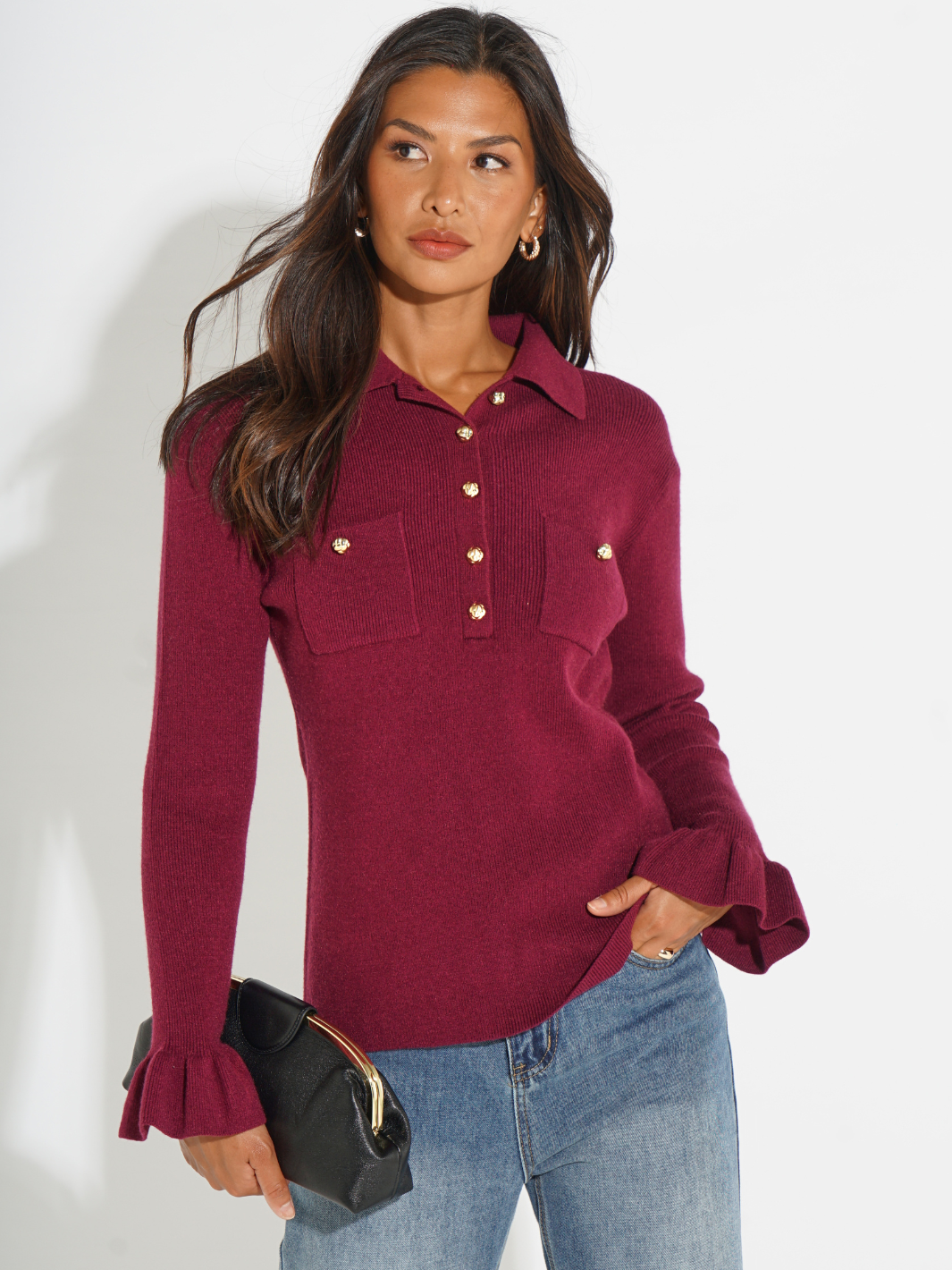 Kate & Pippa Sutton Knit Top In Plum-Kate & Pippa
