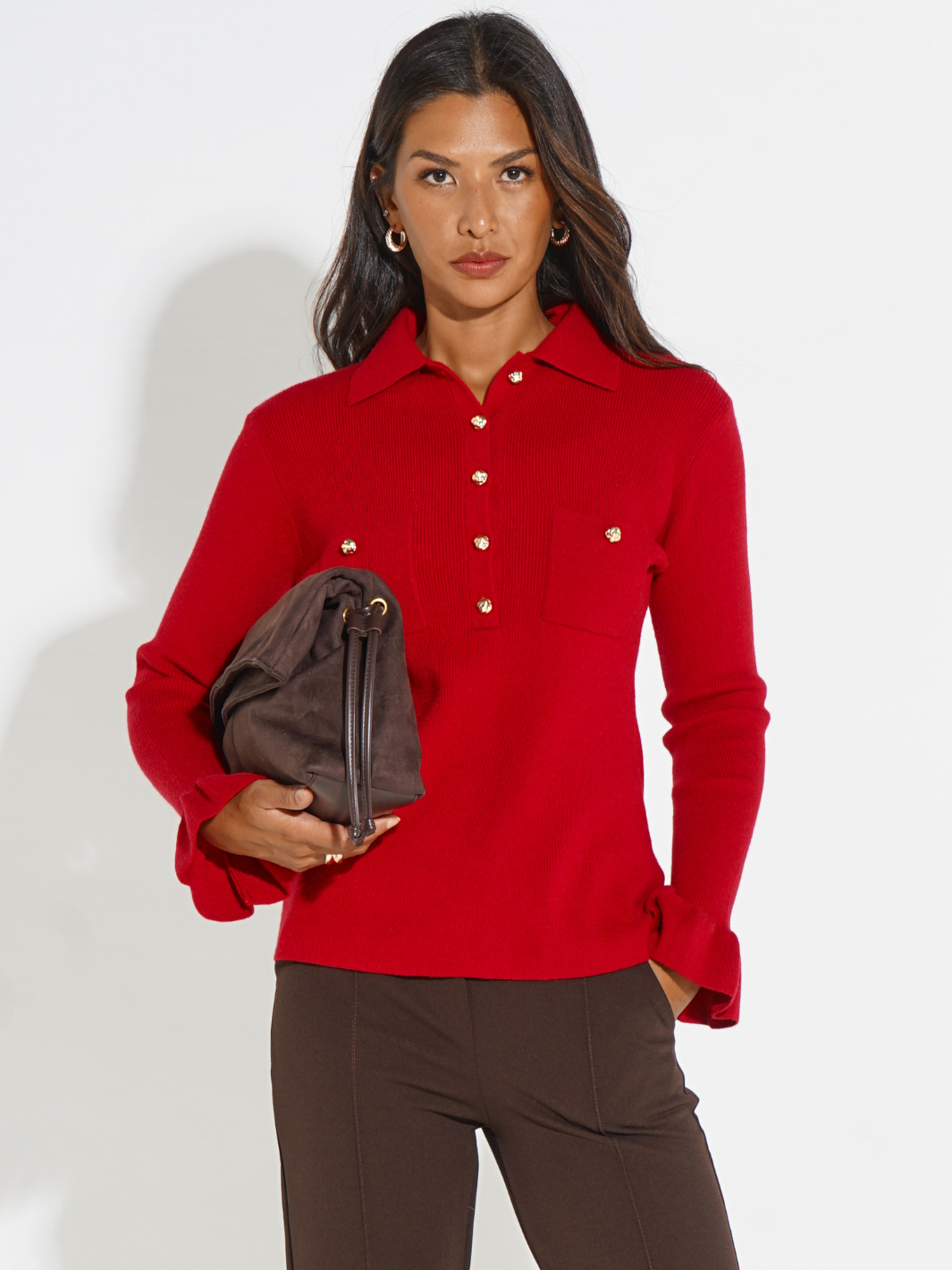 Kate & Pippa Sutton Knit Top In Red-Kate & Pippa