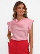 Kate & Pippa Suzy Cowl Neck Top In Light Pink Print-Kate & Pippa