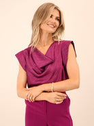 Kate & Pippa Suzy Cowl Neck Top In Magenta-Kate & Pippa