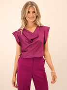 Kate & Pippa Suzy Cowl Neck Top In Magenta-Kate & Pippa