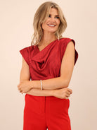 Kate & Pippa Suzy Cowl Neck Top In Red-Kate & Pippa