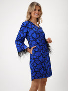 Kate & Pippa Taylor Mini Shift Dress In Blue Print-Kate & Pippa Autumn/Winter Ladies Clothing
