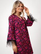Kate & Pippa Taylor Mini Shift Dress In Magenta Print-Kate & Pippa Autumn/Winter Ladies Clothing