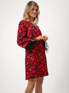 Kate & Pippa Taylor Mini Shift Dress In Red Print-Kate & Pippa Autumn/Winter Ladies Clothing