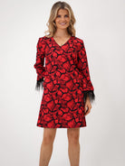Kate & Pippa Taylor Mini Shift Dress In Red Print-Kate & Pippa Autumn/Winter Ladies Clothing