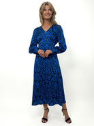 Kate & Pippa Un-Named Satin Midi Dress In Blue / Navy-Kate & Pippa