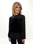 Kate & Pippa Un-Named Velvet Chiffon Top In Black-Kate & Pippa