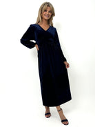 Kate & Pippa Un-Named Velvet Midi Dress In Navy-Kate & Pippa