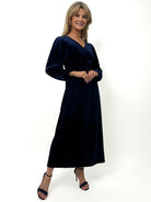 Kate & Pippa Un-Named Velvet Midi Dress In Navy-Kate & Pippa