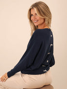 Kate & Pippa Venice Bow Knit In Navy-Kate & Pippa