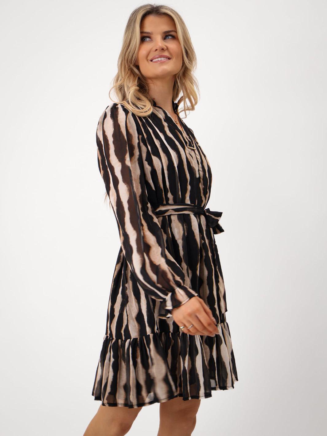 Kate & Pippa Venus Mini Dress In Beige Print-Kate & Pippa Autumn/Winter Ladies Clothing