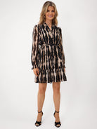 Kate & Pippa Venus Mini Dress In Beige Print-Kate & Pippa Autumn/Winter Ladies Clothing