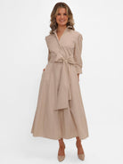 Kate & Pippa Victoria Midi Dress In Beige-Kate & Pippa