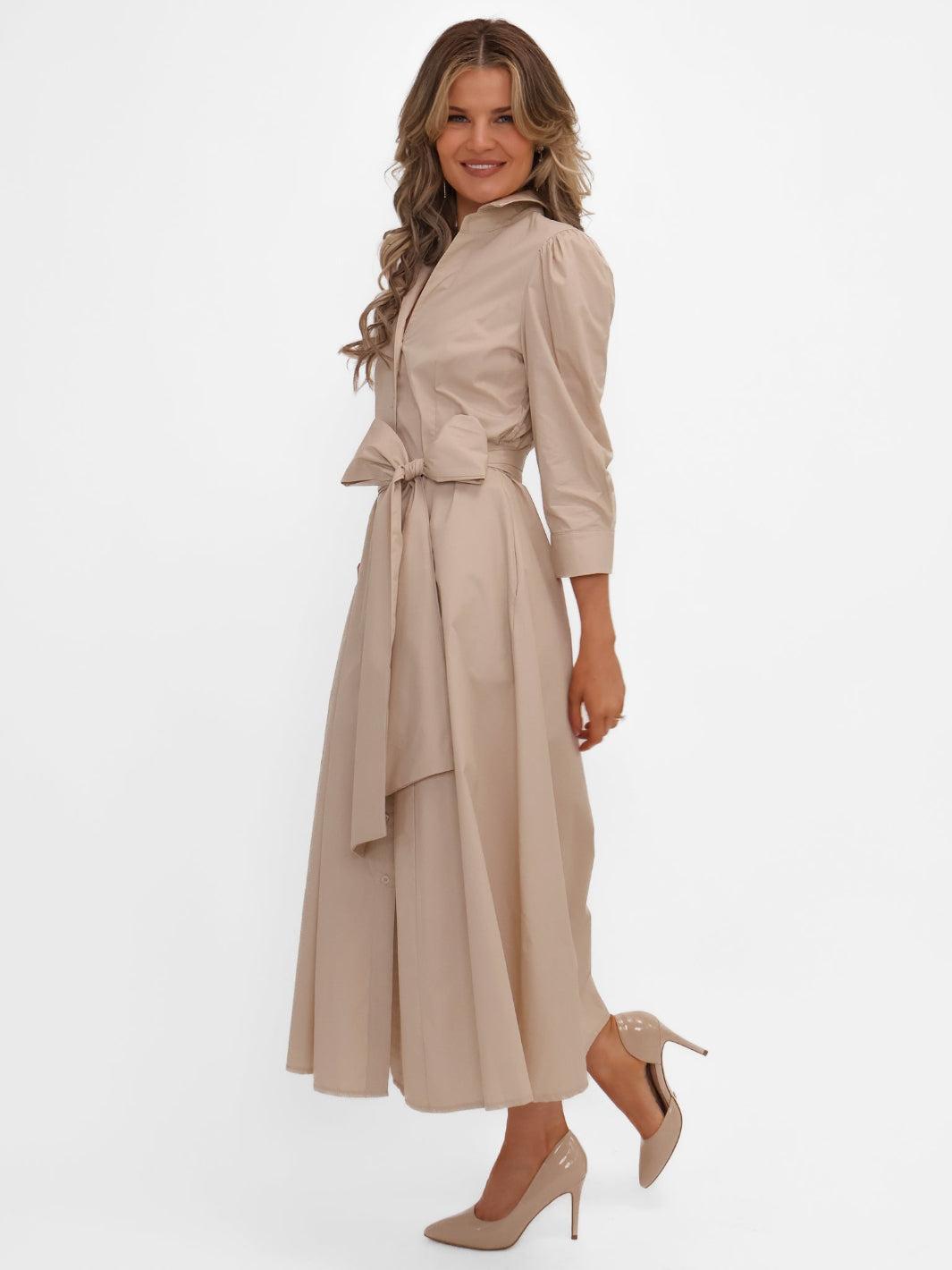 Kate & Pippa Victoria Midi Dress In Beige-Kate & Pippa