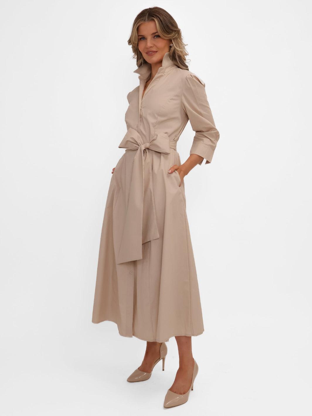 Kate & Pippa Victoria Midi Dress In Beige-Kate & Pippa