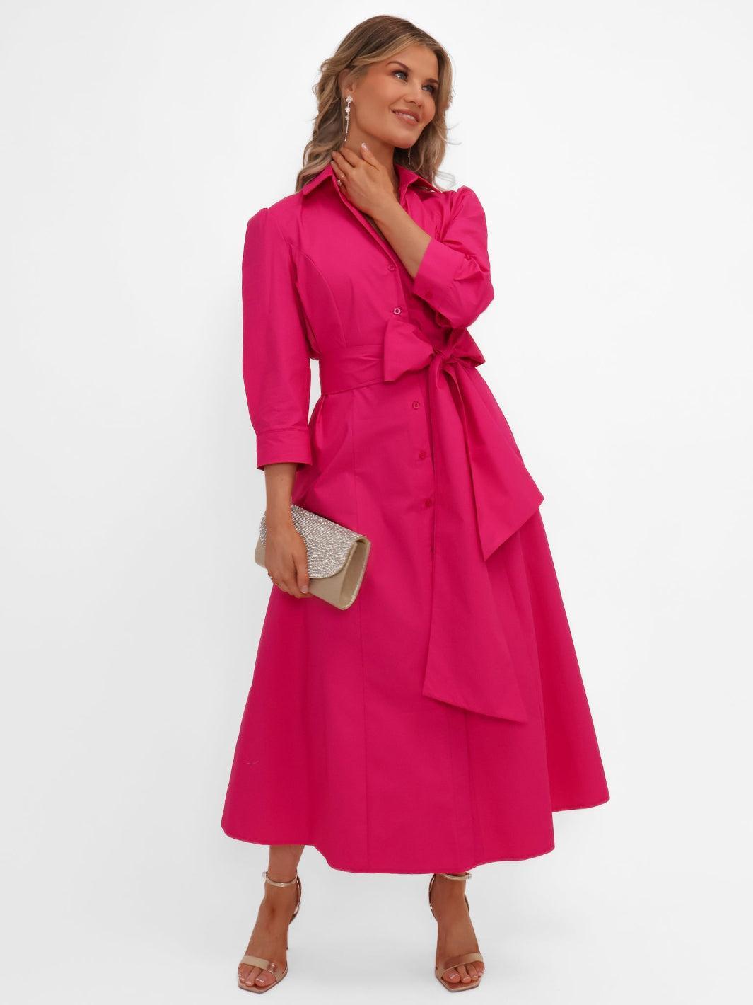 Kate & Pippa Victoria Midi Dress In Cerise Pink-Kate & Pippa