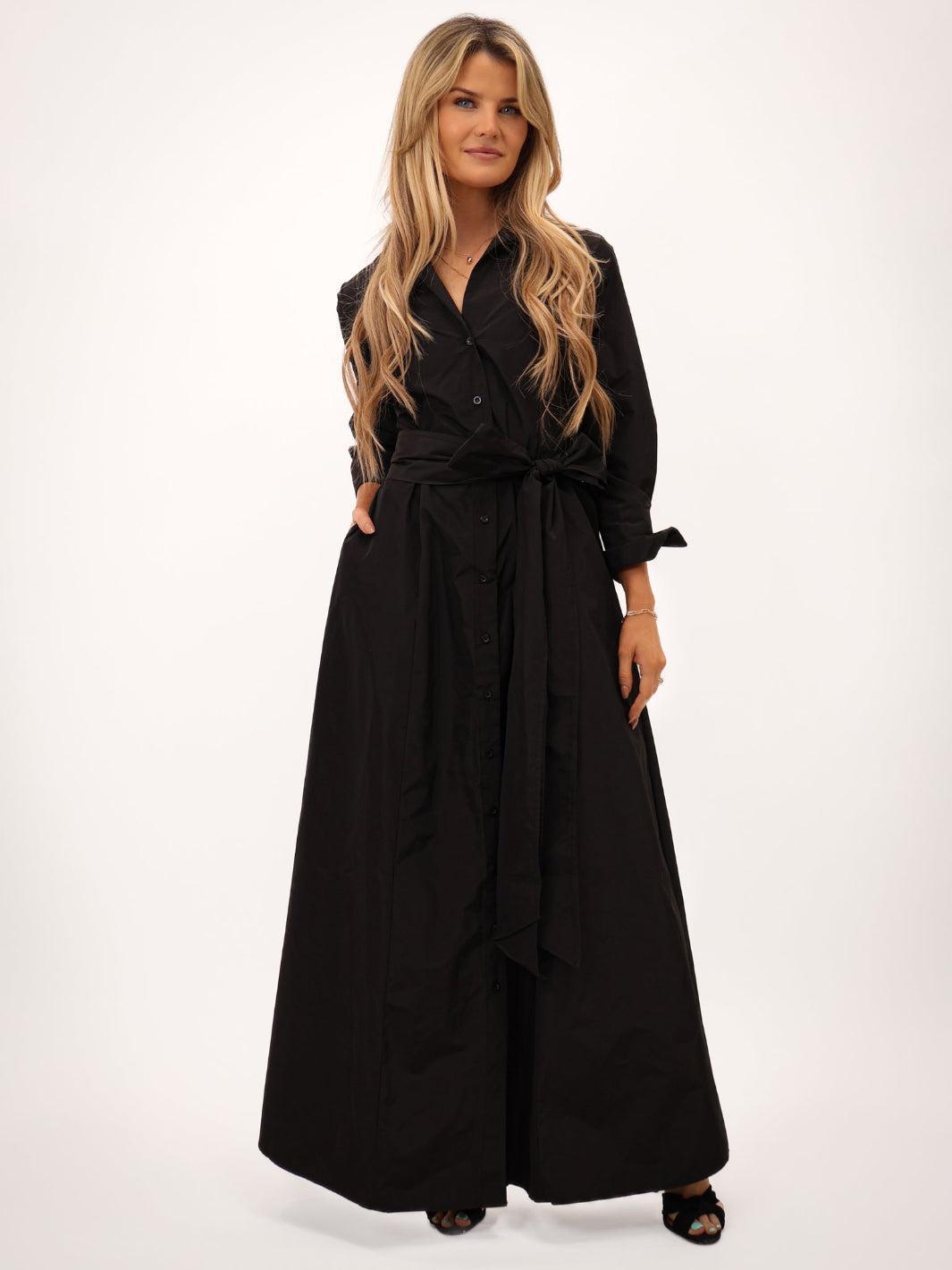 Kate & Pippa Victoria Taffeta Maxi Dress In Black-Kate & Pippa Autumn/Winter Ladies Clothing