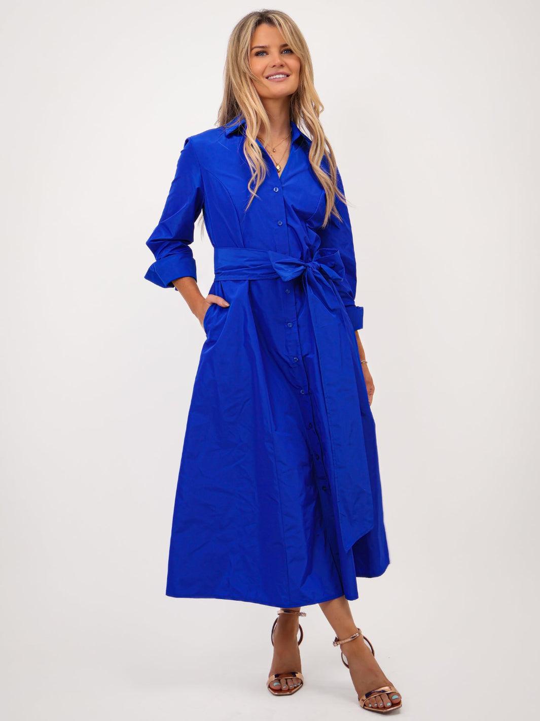 Kate & Pippa Victoria Taffeta Midi Dress In Royal Blue-Kate & Pippa Autumn/Winter Ladies Clothing