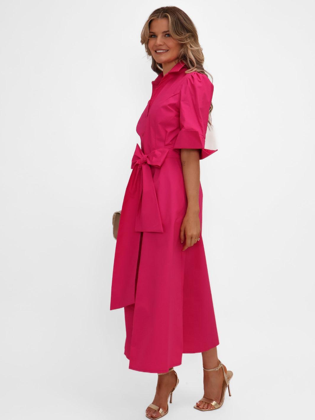 Kate & Pippa Whitney Midi Dress In Cerise Pink-Kate & Pippa