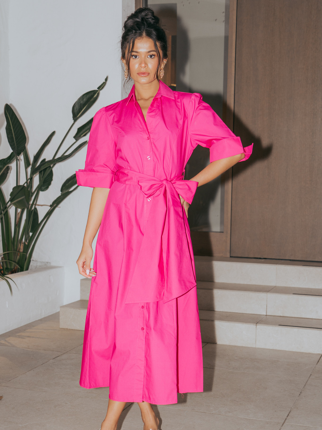 Kate & Pippa Whitney Midi Dress In Cerise Pink-Kate & Pippa
