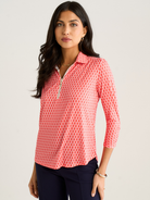 Kate & Pippa Zip Top In Coral Geo Print-Kate & Pippa