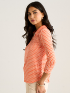 Kate & Pippa Zip Top In Orange Geo Print-Nicola Ross