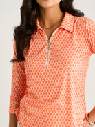 Kate & Pippa Zip Top In Orange Geo Print-Nicola Ross