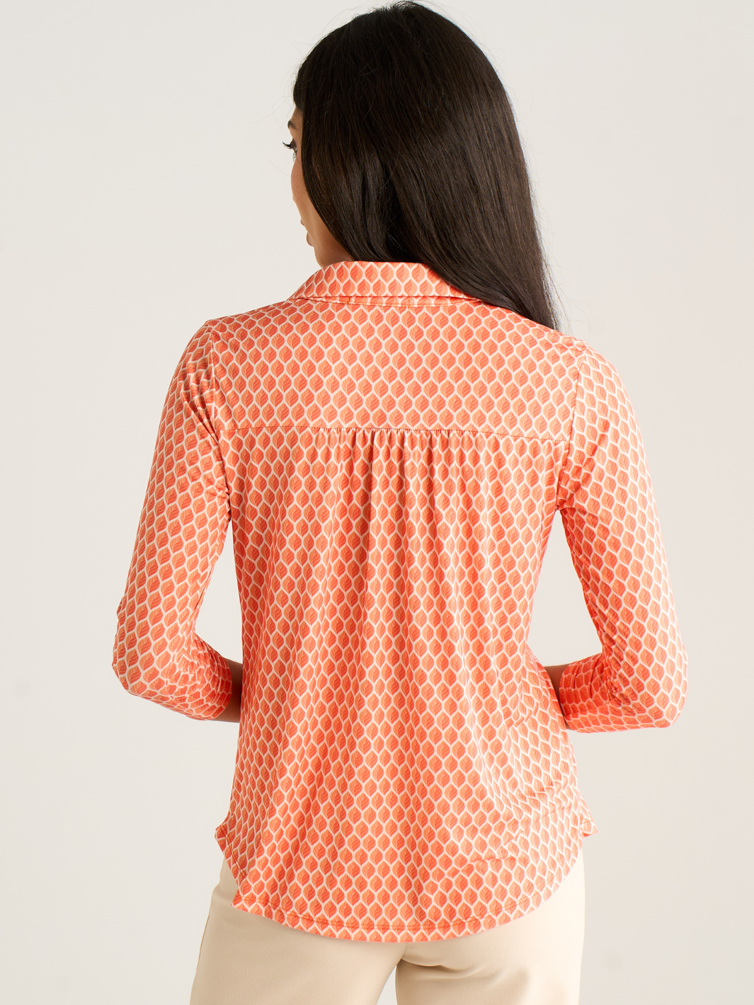 Kate & Pippa Zip Top In Orange Geo Print-Nicola Ross