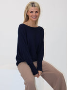 Kate & Pippa Elba Pearl Detail Knit Jumper In Navy-Kate & Pippa