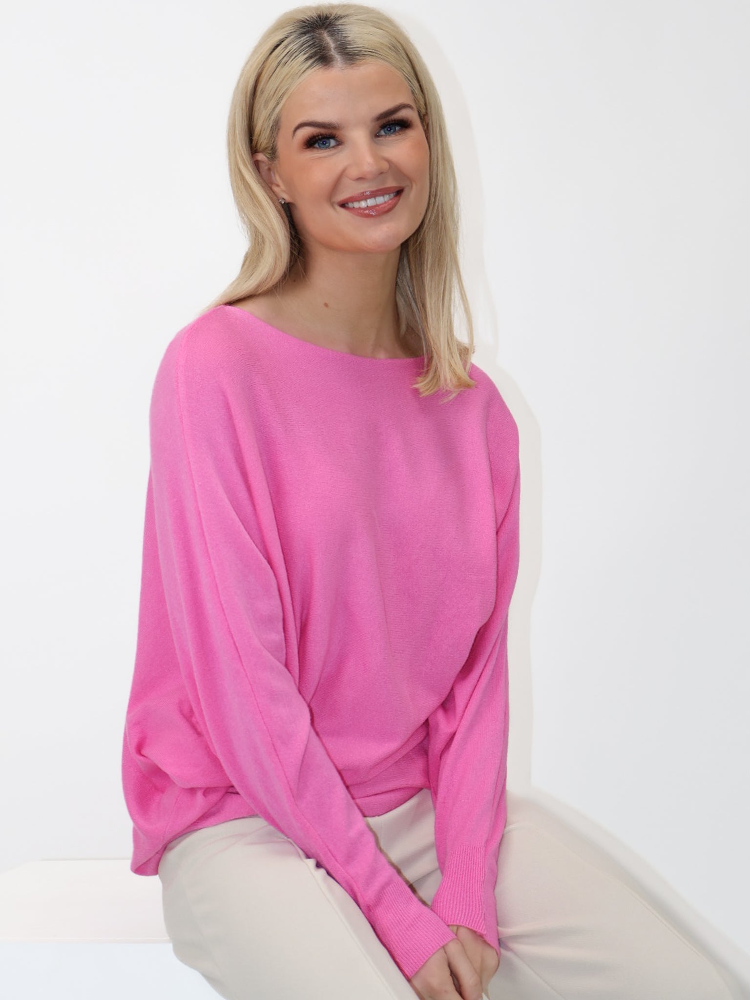 Kate & Pippa Elba Pearl Detail Knit Jumper In Pink-Kate & Pippa