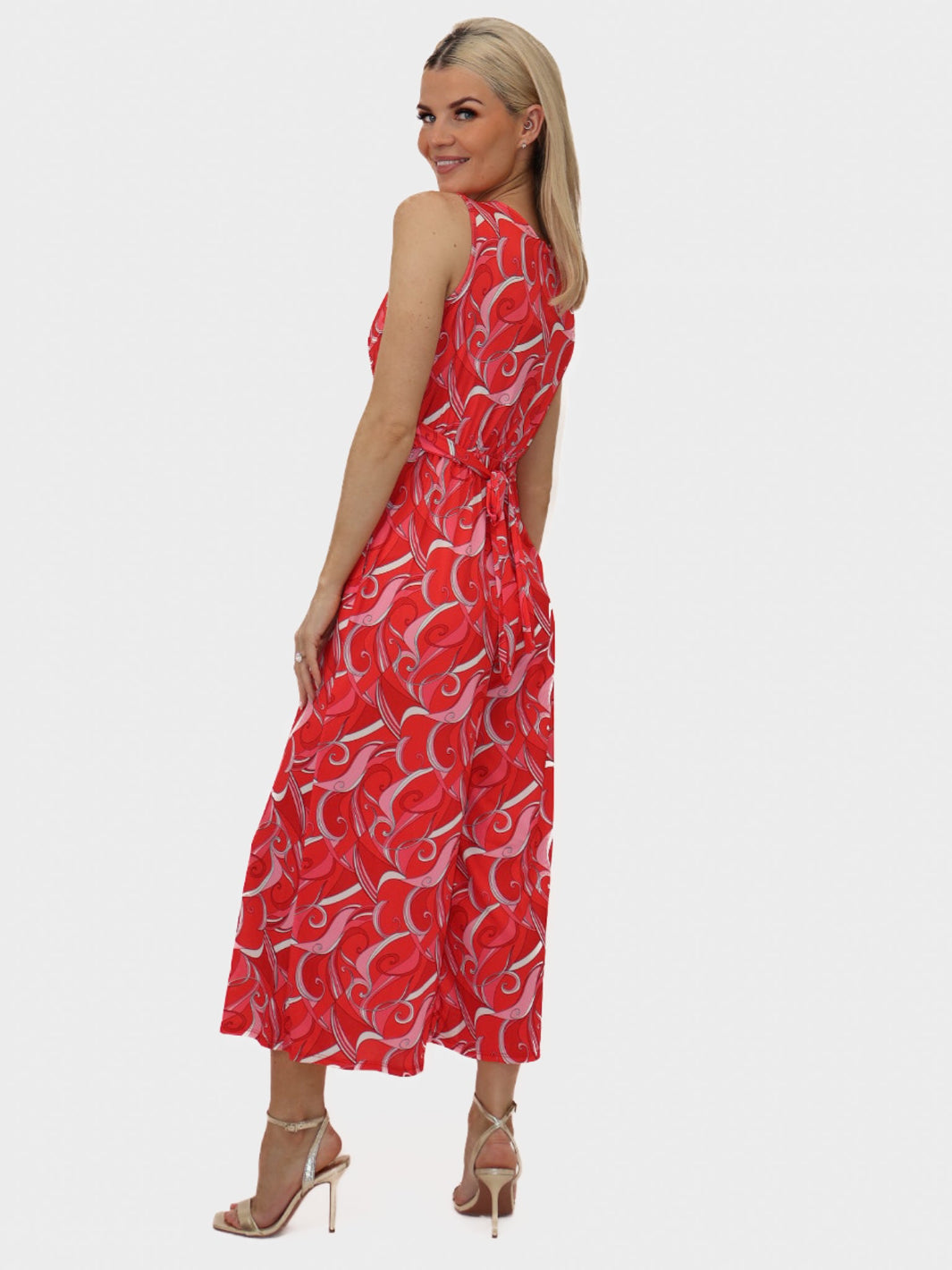 Kate & Pippa Servino Culotte Jumpsuit In Red Print-Kate & Pippa