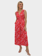 Kate & Pippa Servino Culotte Jumpsuit In Red Print-Kate & Pippa