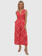 Kate & Pippa Servino Culotte Jumpsuit In Red Print-Kate & Pippa