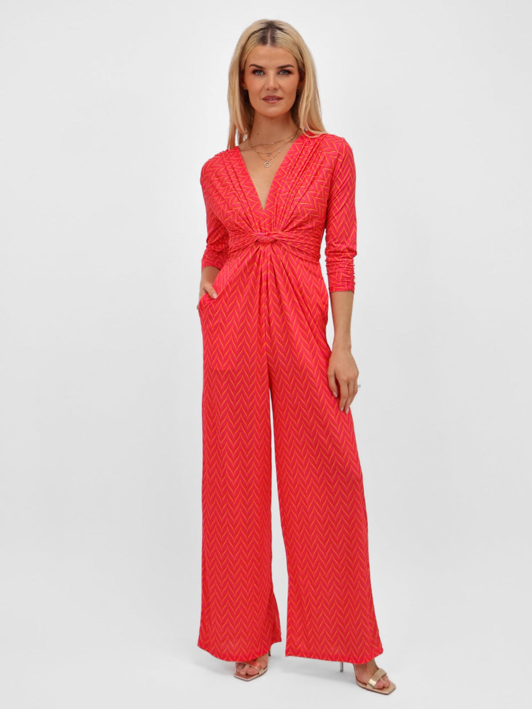 Kate & Pippa Sophia Jumpsuit In Coral Print-Kate & Pippa