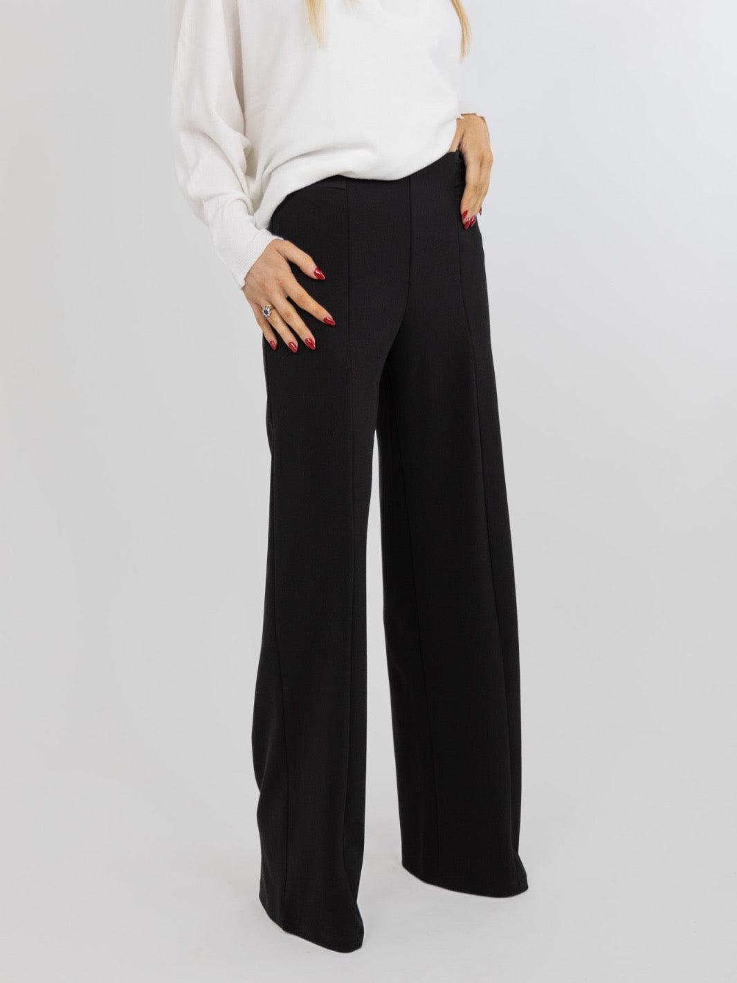 Wholesale women's daily fashion solid color full length patchwork flared  pants - Nihaojewelry